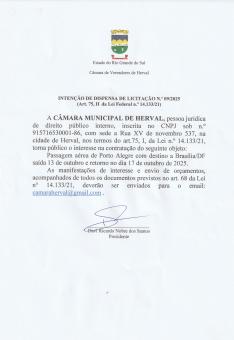 INTENÇÃO DE DISPENSA 09/2025