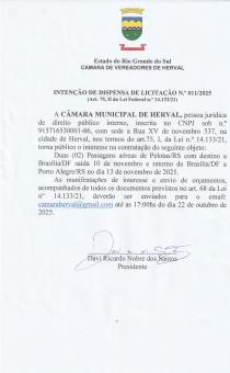 INTEÇÃO DE DISPENSA 011/2025