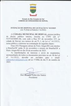 INTENÇÃO  DISPENSA 13/2025