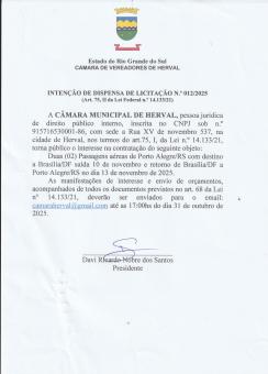 INTENÇÃO DISPENSA 12/2025