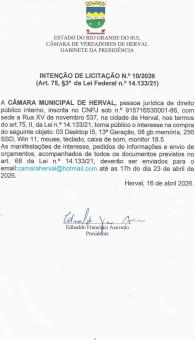 INTENÇÃO  DISPENSA 010/2026