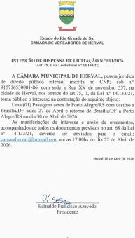 INTENÇÃO DISPENSA 011/2026