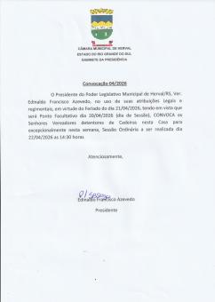 COMUNICADO SESSÃO ORDINÁRIA
