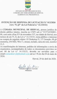 INTENÇÃO DE DISPENSA N 12