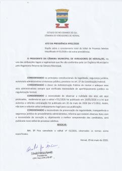 ATO 02/2026 DISPÕE SOBRE CANCELAMENTO TOTAL EDITAL 01 PROCESSO SELETIVO